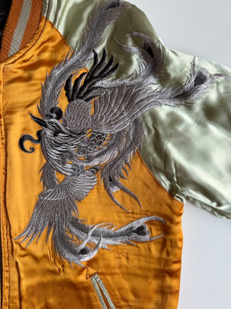 ドラゴンと鳳凰刺繍 スカジャン