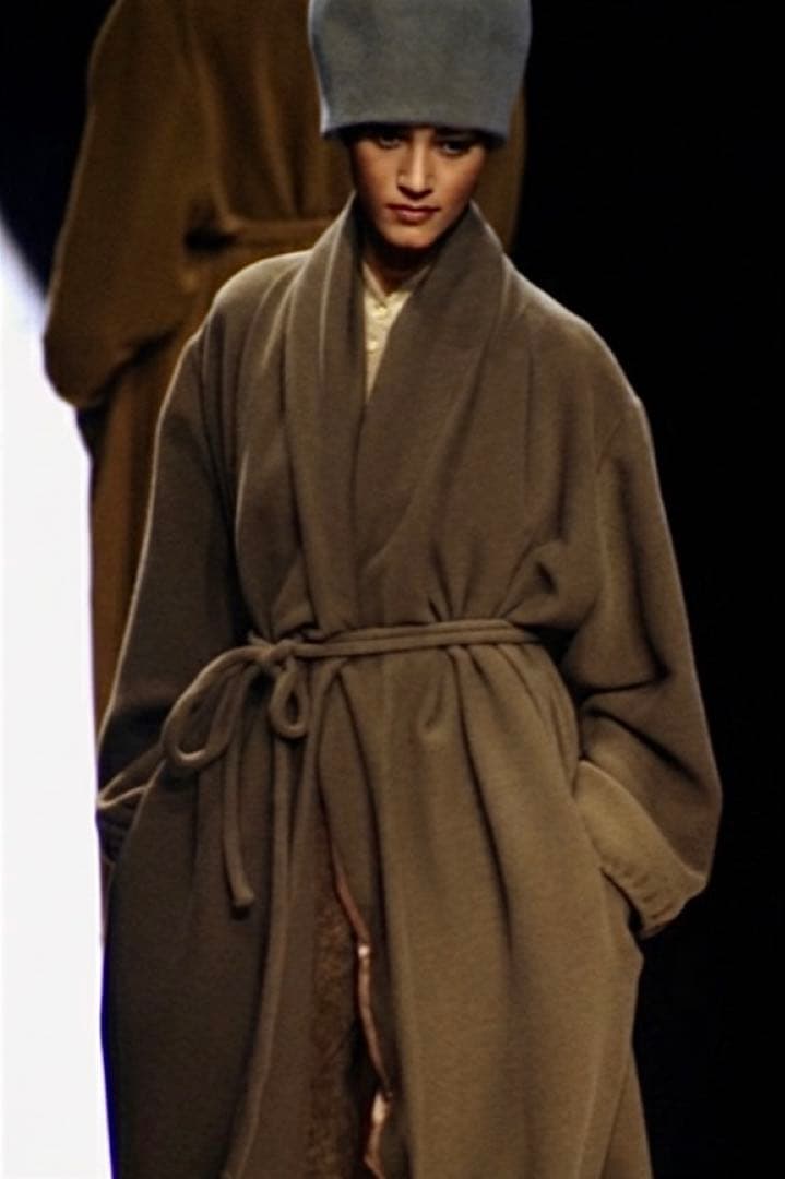 1990FW Giorgio Armani ノーカラー アルパカ ウール コート