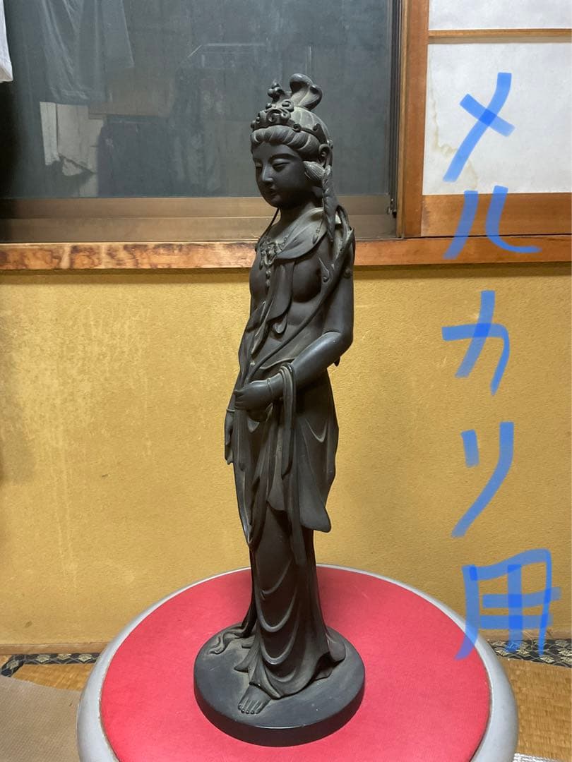 聖観世音菩薩立像／高村光雲作／銅像。【箱無し、現状　昭和ノスタルジー　美品】。