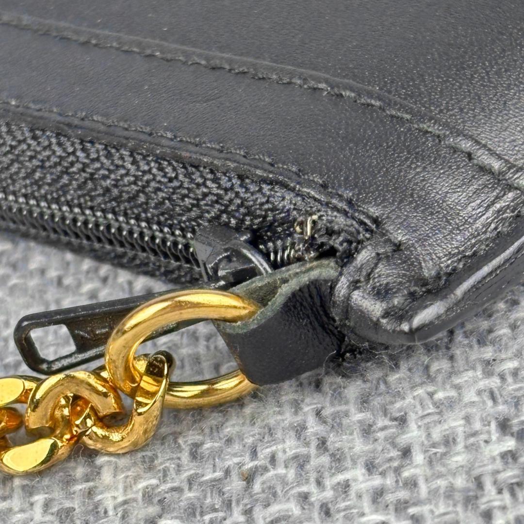 未使用ダンヒル★チェーン付き小銭入れ カーフレザー 本革 黒 箱＆袋 イタリア製