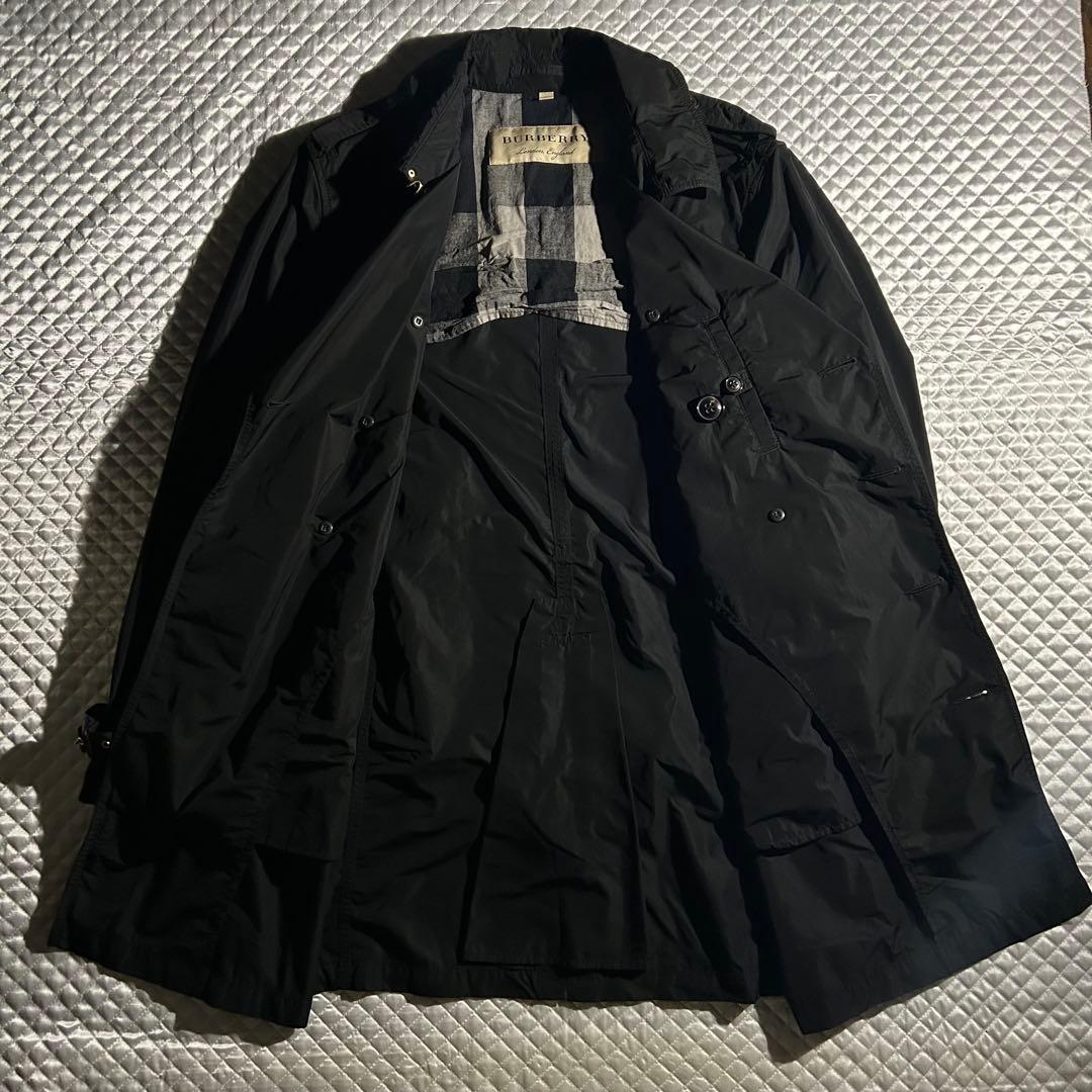 Burberry エステルハーフトレンチコート 黒 ダブル ベルト