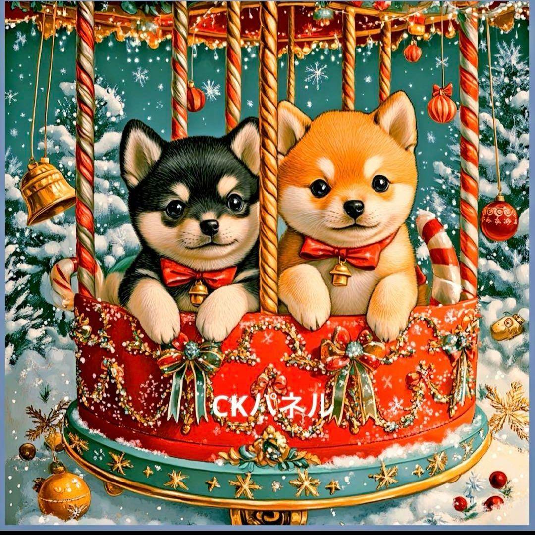 激レア柴犬クリスマスパネル生地　ハンドメイド