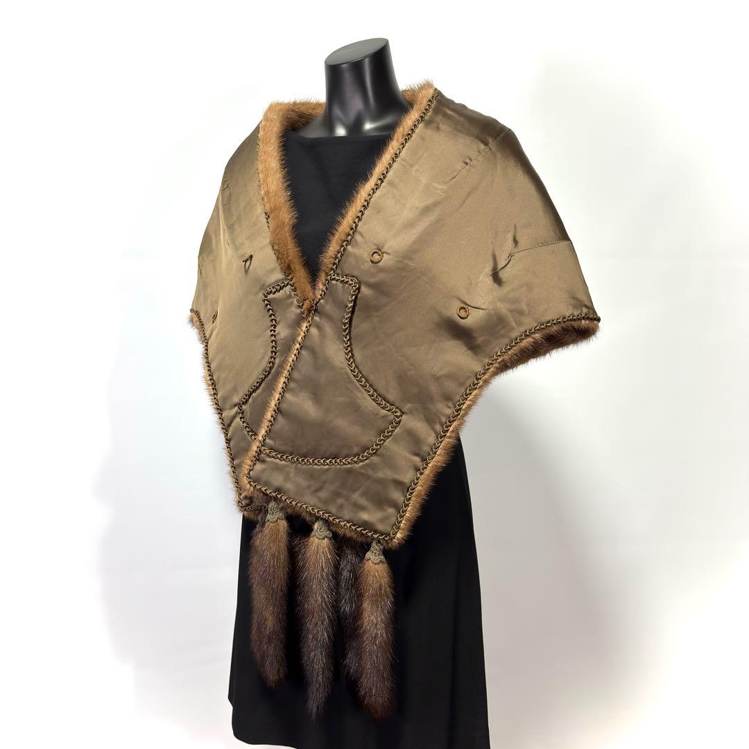 【高級】Pastel Mink パステルミンク ファーショール ミンクテール