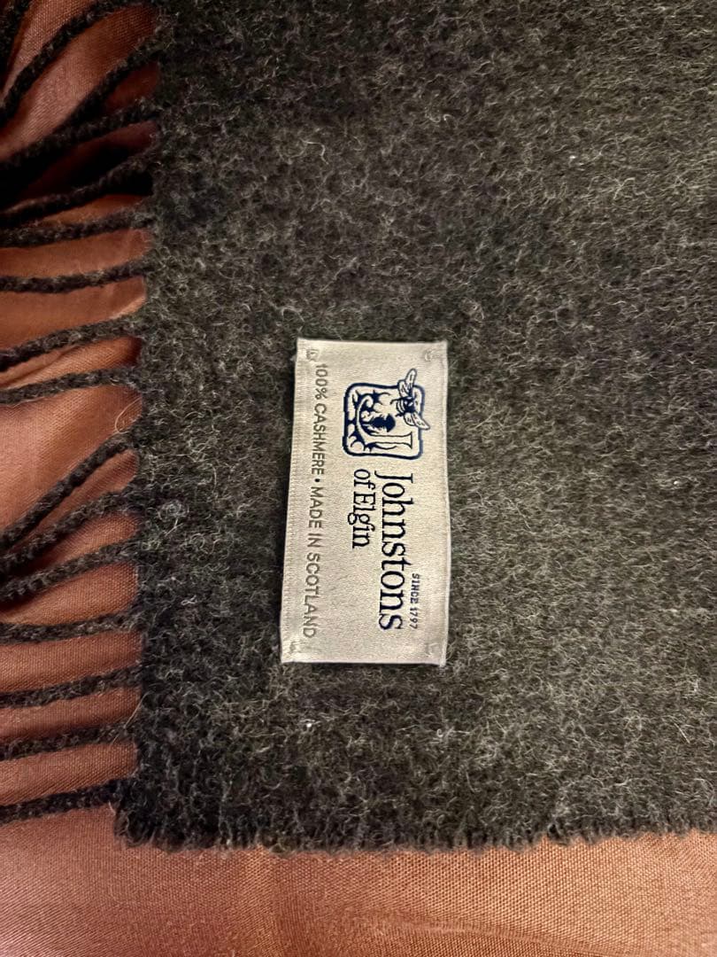 Johnstons of Elgin 大判カシミヤストールマフラー ダークグレー