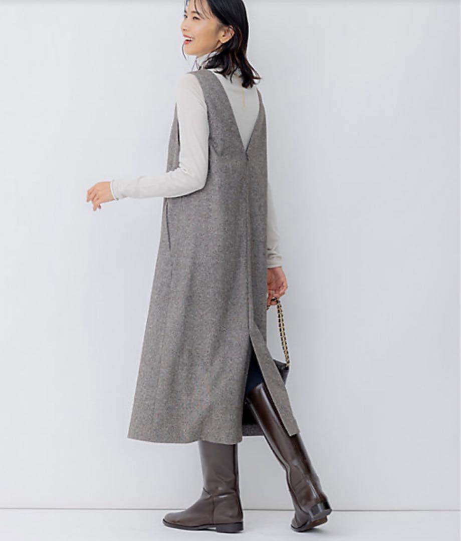 【新品タグ付】23区 大きいサイズ シルクネップツイード ジャンパースカート