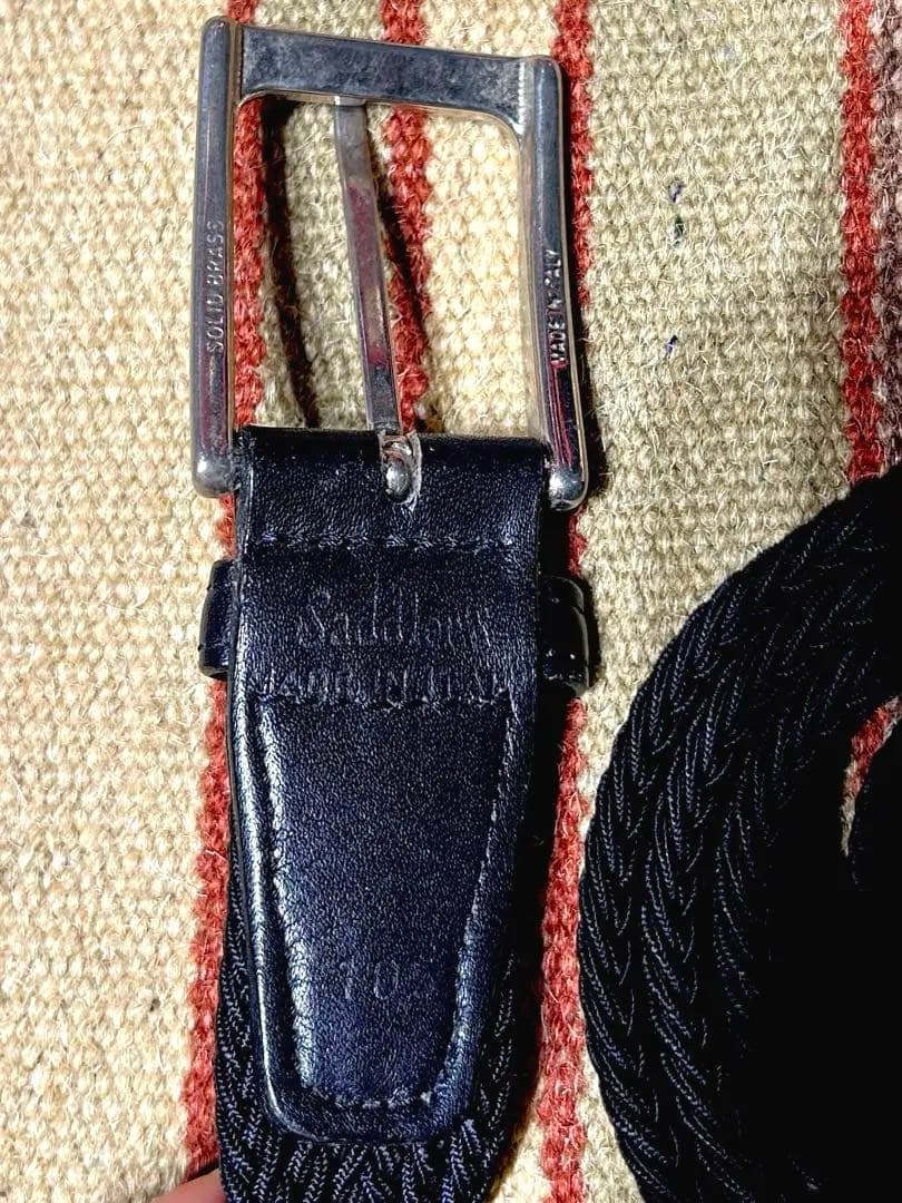 Saddler's サドラーズ　イタリア製編み込みベルト 紺色ネイビー105cm