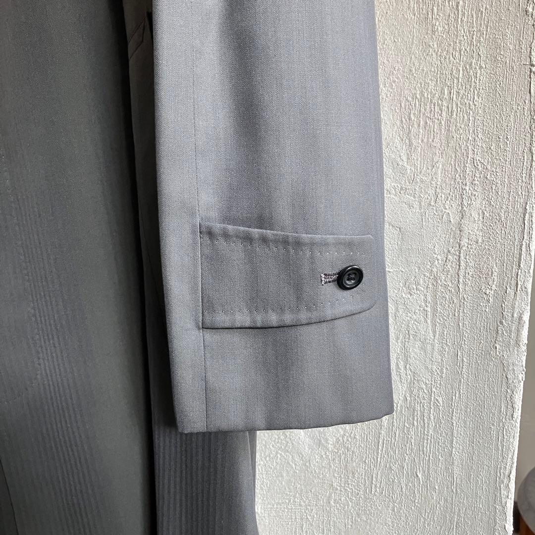 90S 美品 Aquascutum シルク ウール ステンカラーコート グレー
