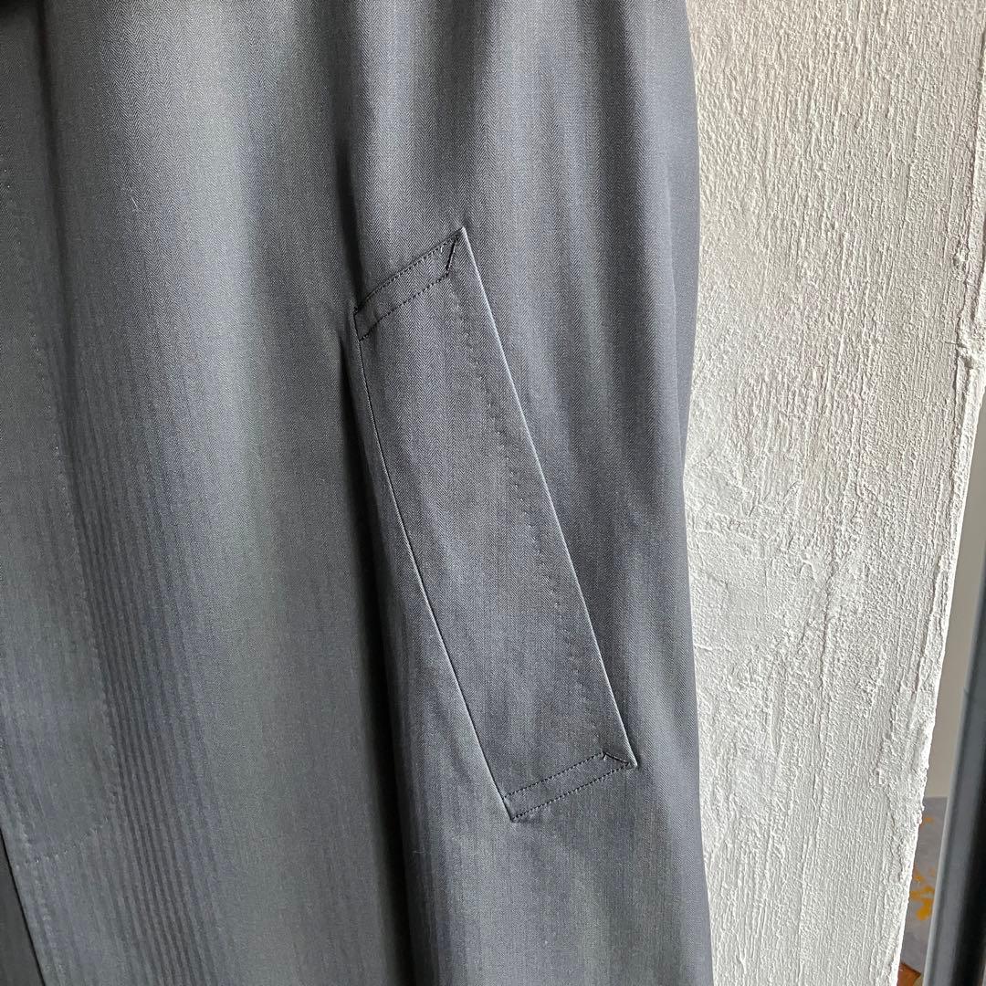 90S 美品 Aquascutum シルク ウール ステンカラーコート グレー