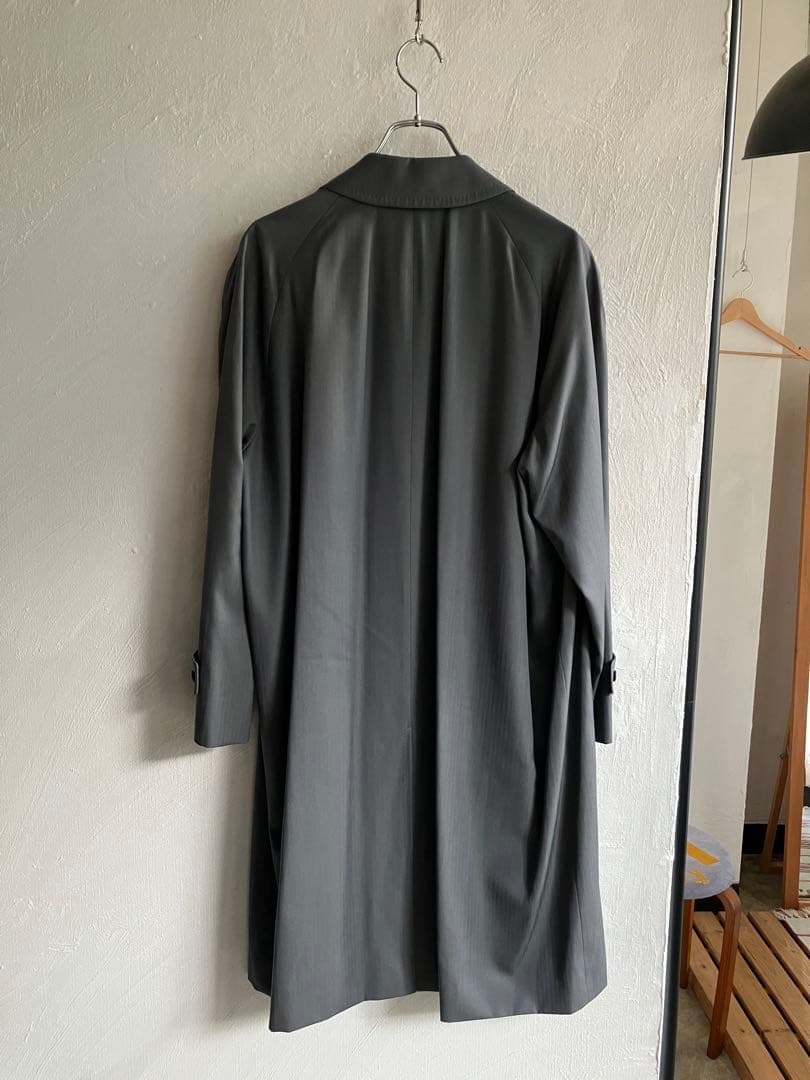 90S 美品 Aquascutum シルク ウール ステンカラーコート グレー