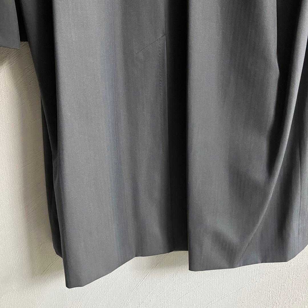 90S 美品 Aquascutum シルク ウール ステンカラーコート グレー