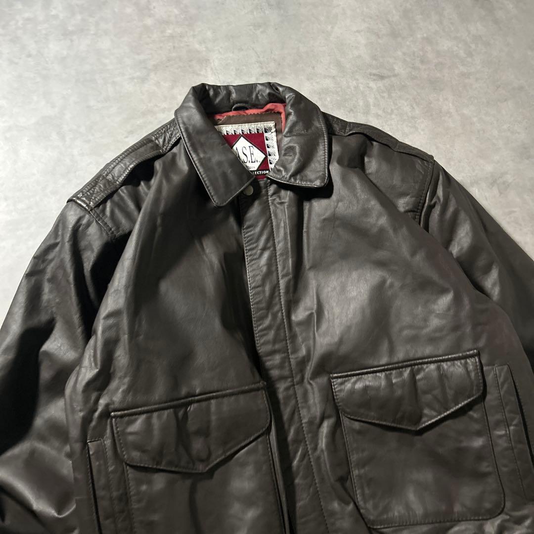 【NA】ヴィンテージ 本革 レザー A-2 ライダース ブルゾン ジャケット