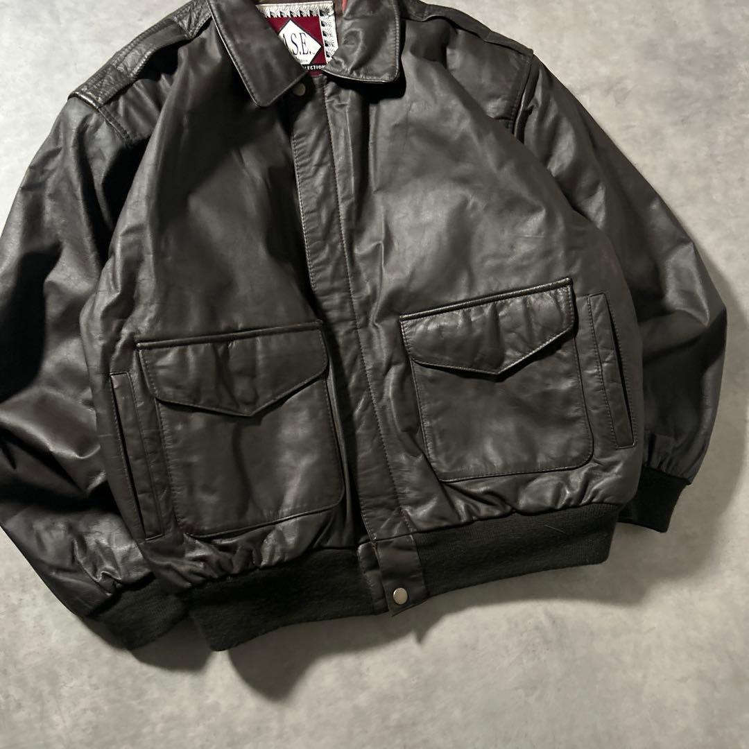 【NA】ヴィンテージ 本革 レザー A-2 ライダース ブルゾン ジャケット