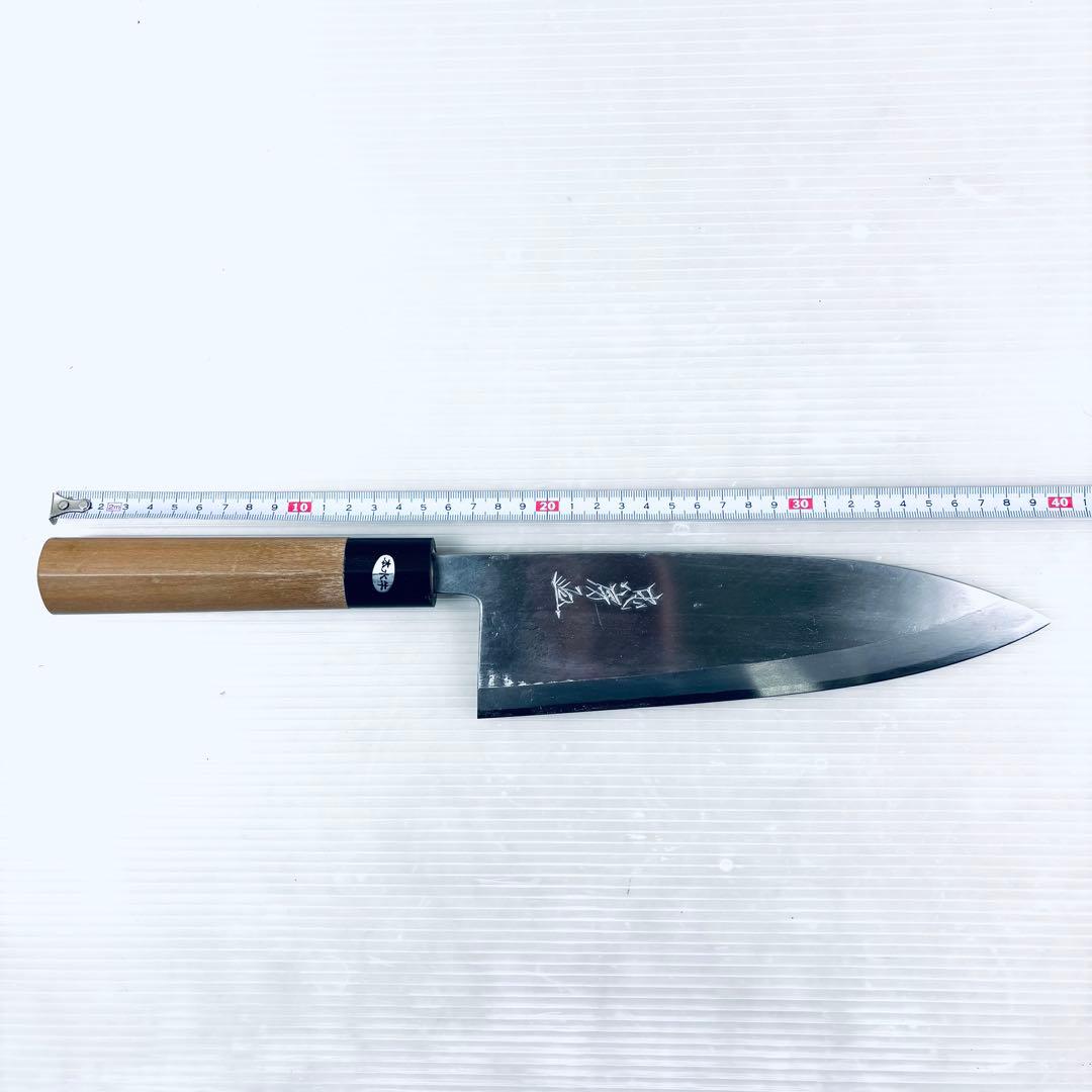 新潟三条　忠房　鋼　出刃包丁　大型　本水牛　刃渡り23cm