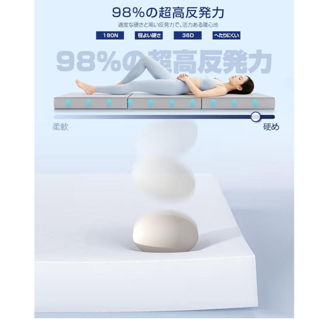 マットレス ❢ セミダブル 【高反発 硬め190N 厚さ10cm】折りたたみ 緑