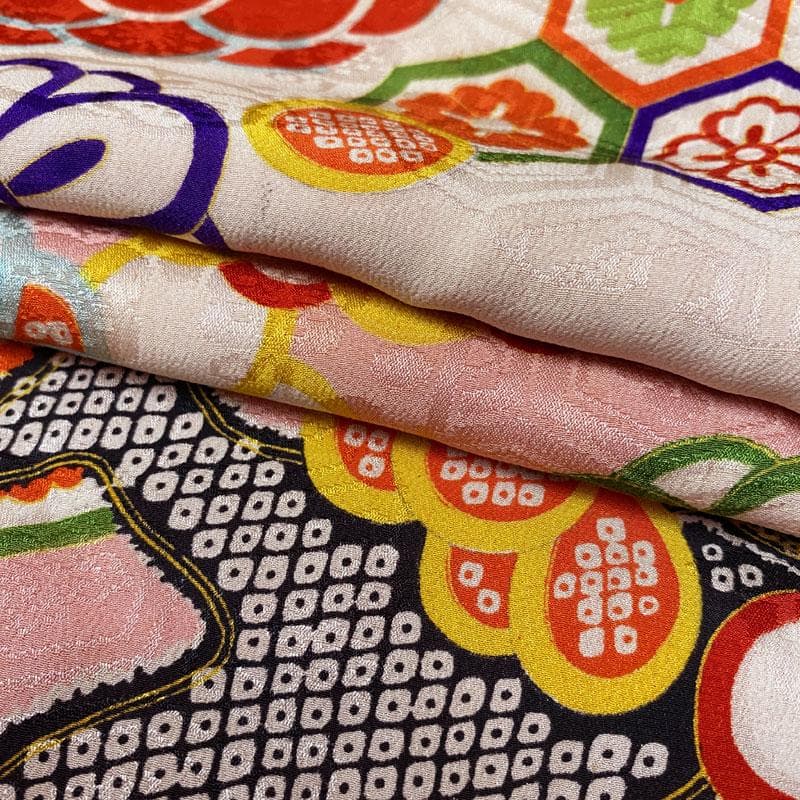 508ag89◎七五三 七歳 女児 アンティーク着物&袋帯 総柄 ピンク◎