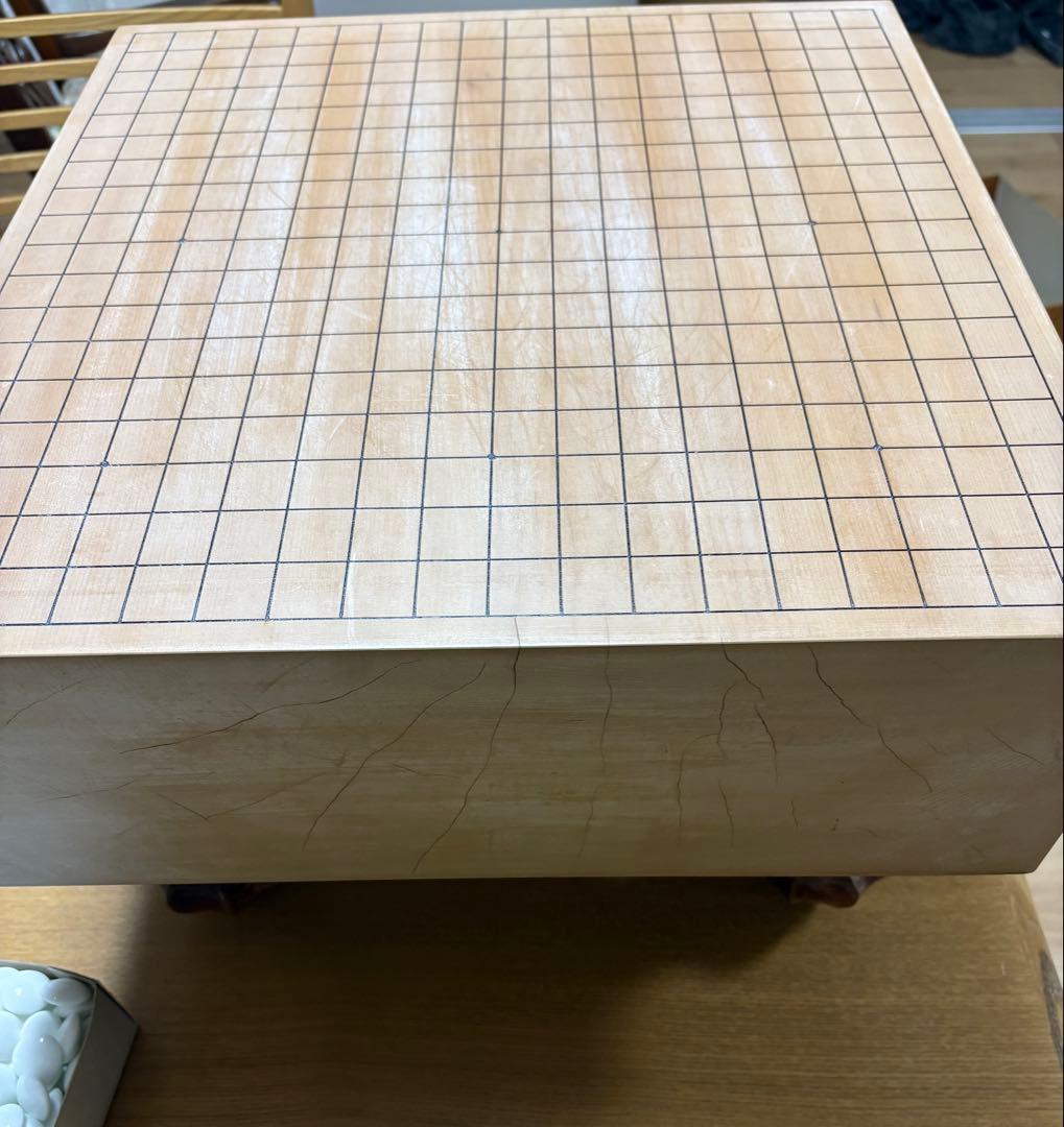 年代物をリフレッシュした木製碁盤　碁石付き