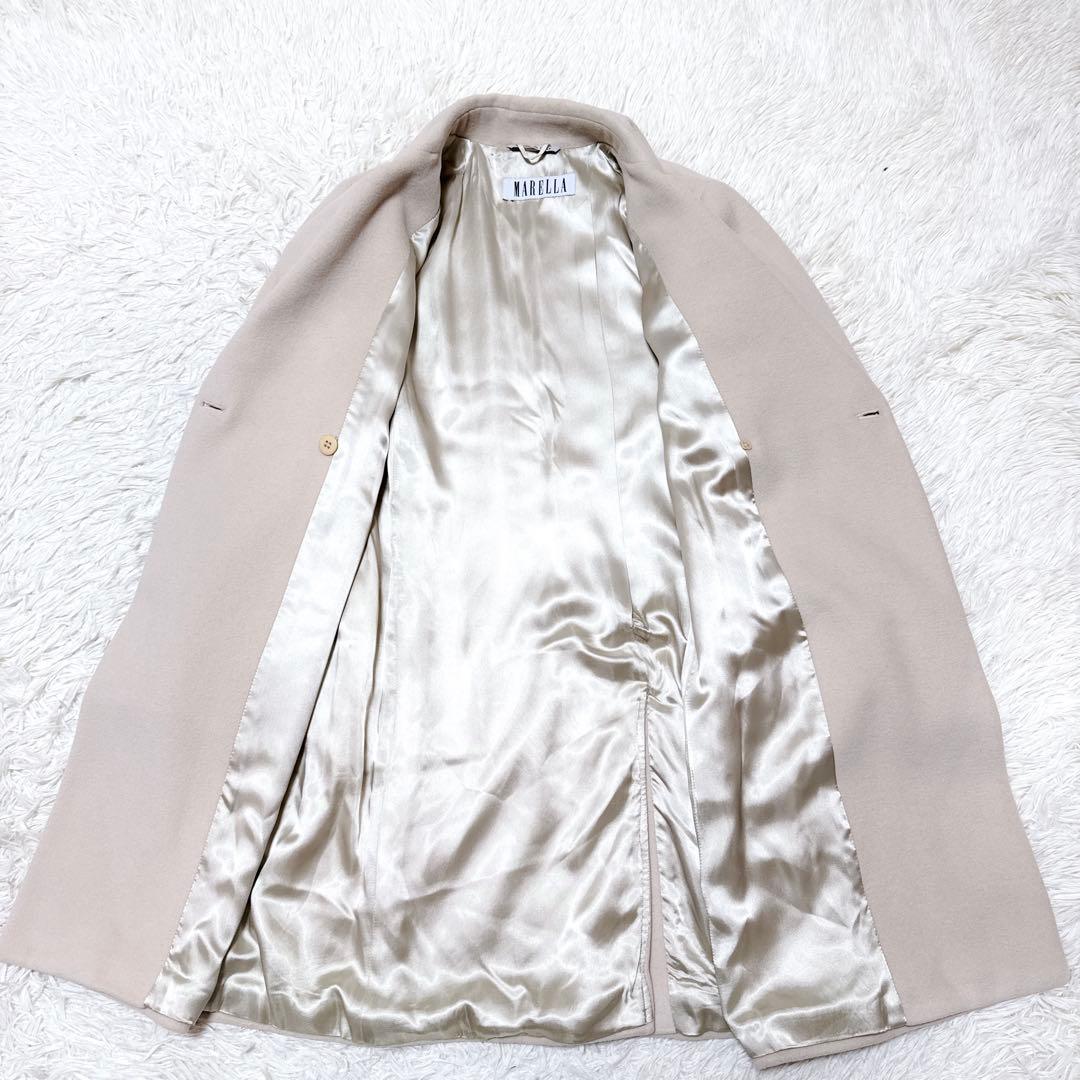 MARELLA ベージュ アンゴラ　ダブル　ロングコート　イタリア製　最高級