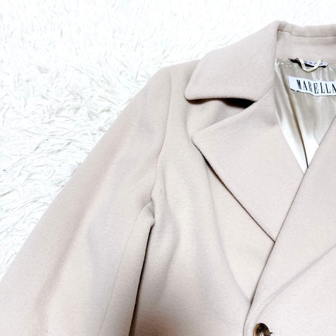 MARELLA ベージュ アンゴラ　ダブル　ロングコート　イタリア製　最高級