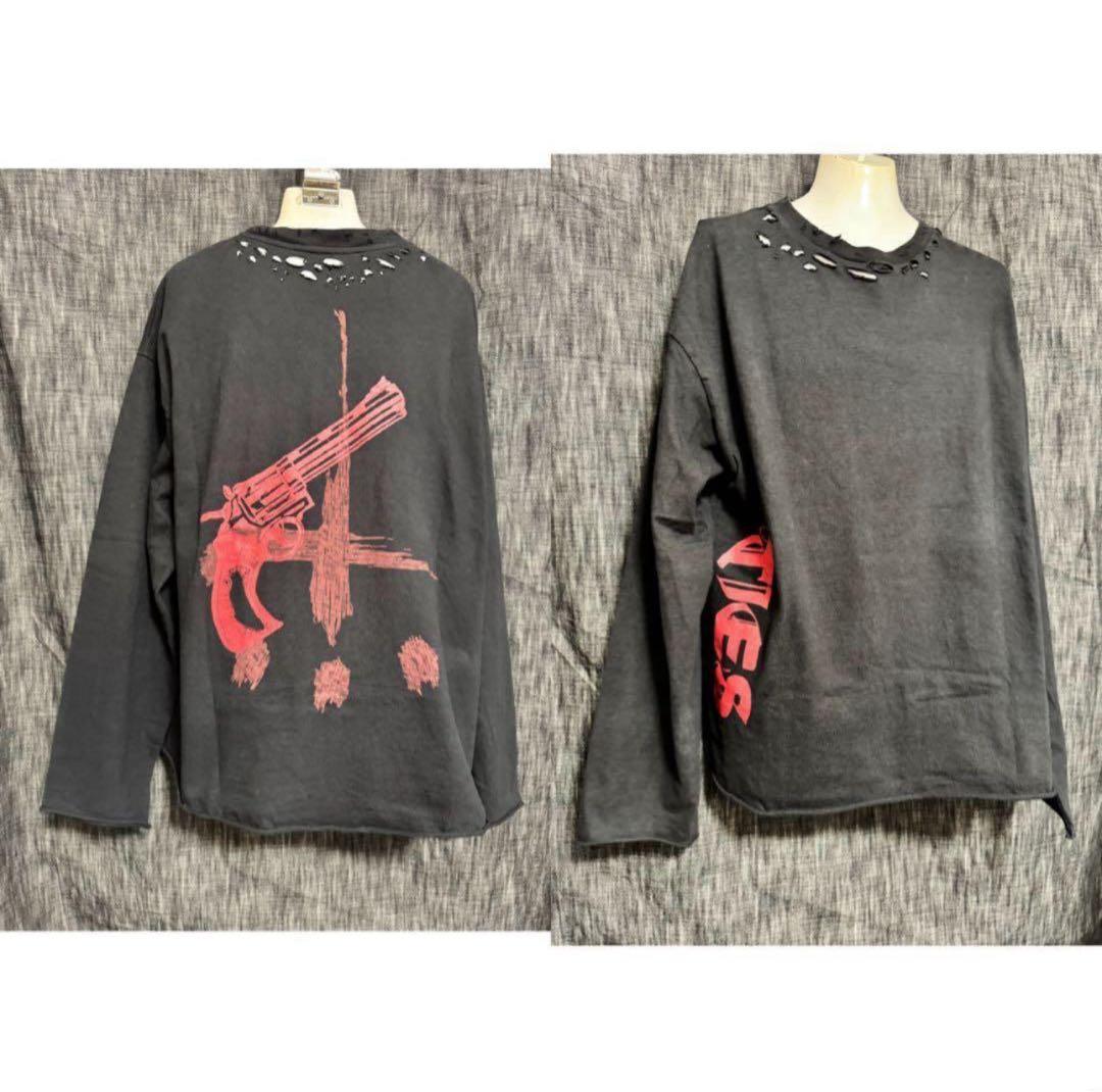 定価30800円 CVTVLIST ダメージ加工プルオーバー カットソー　黒