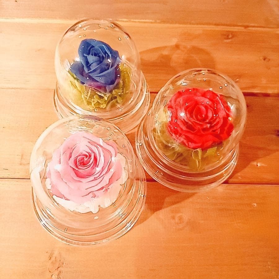 プリザーブドフラワー 赤いバラ ダイヤモンドローズドーム