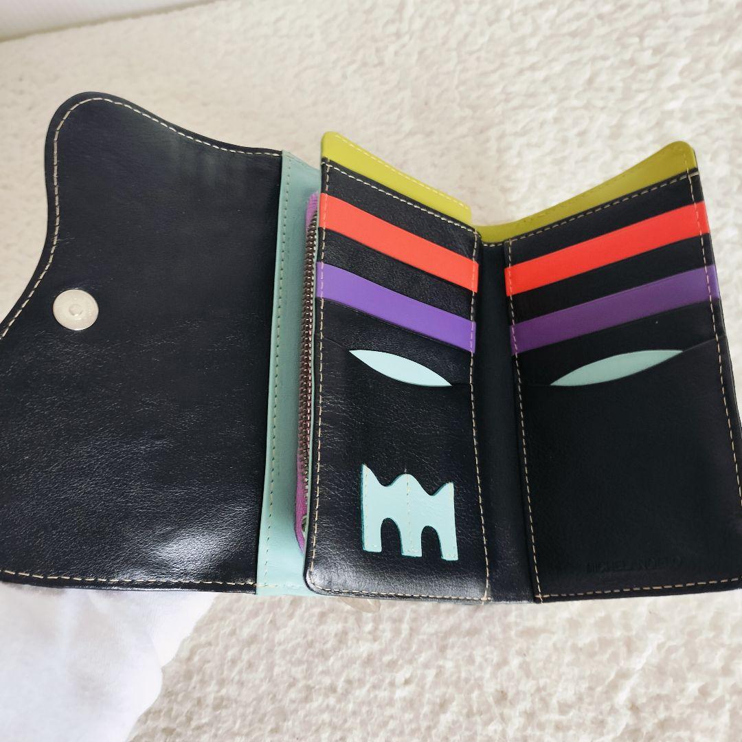 未使用品☆MICHELANGELOミケランジェロ☆ 刺繍ビーズ装飾 三つ折り財布