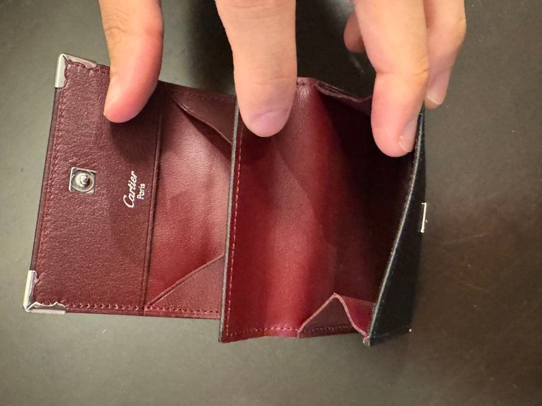 【美品】Cartier 二つ折り財布&ケースセット　ブラック レザー
