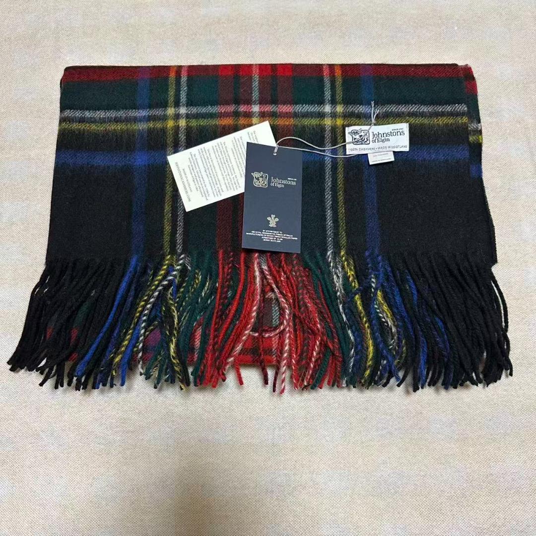 ノ*ト様 ジョンストンズ カシミア 大判ブラックスチュワート ストール マフラー