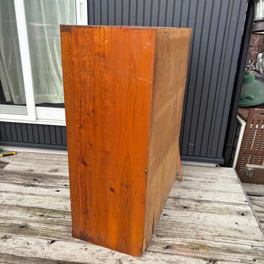 昭和レトロ 古家具 モザイクガラス戸 木製キャビネット 食器棚 サイドボード