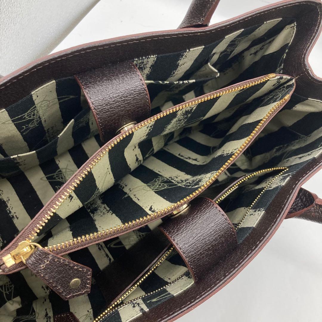 美品✨ヴィヴィアンウエストウッド トートバッグ エグゼクティブ2 銀オーブ　茶