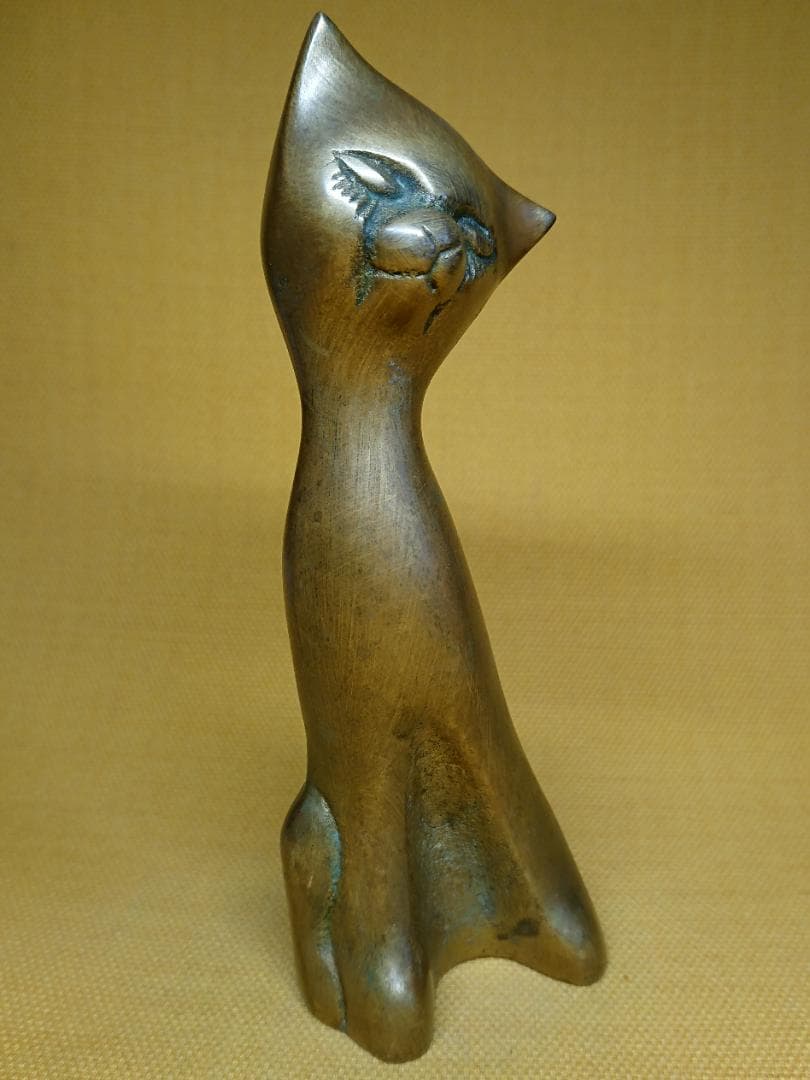 ビンテージ　猫　銅製　ブロンズ像　置物　インテリア　工芸品　美術品　A3264