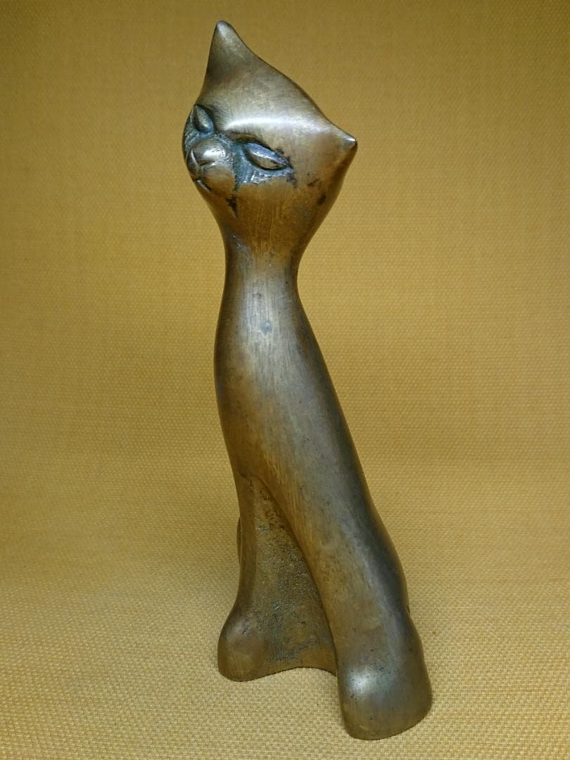 ビンテージ　猫　銅製　ブロンズ像　置物　インテリア　工芸品　美術品　A3264