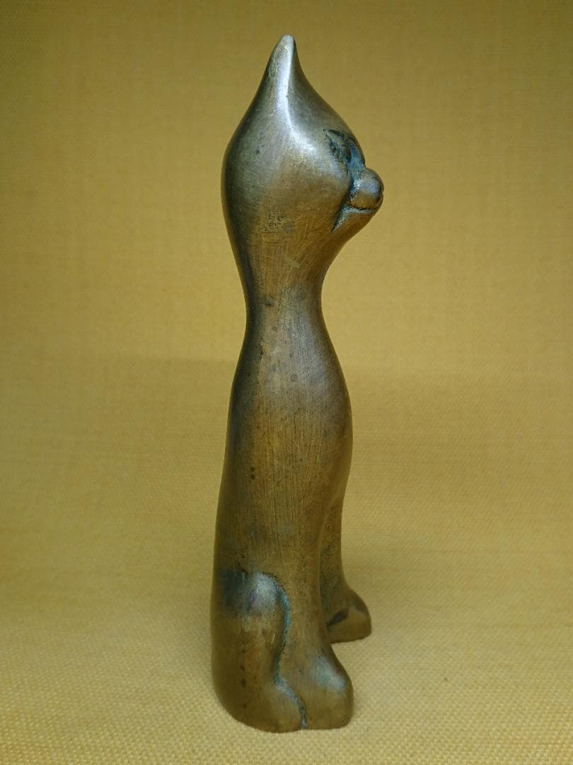 ビンテージ　猫　銅製　ブロンズ像　置物　インテリア　工芸品　美術品　A3264