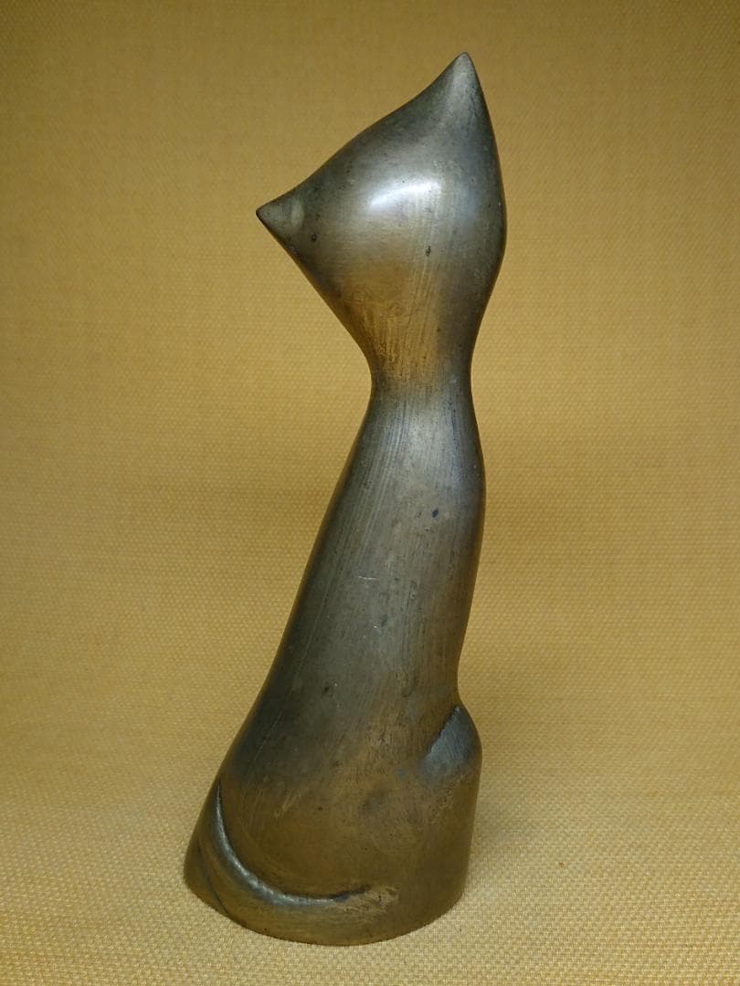 ビンテージ　猫　銅製　ブロンズ像　置物　インテリア　工芸品　美術品　A3264