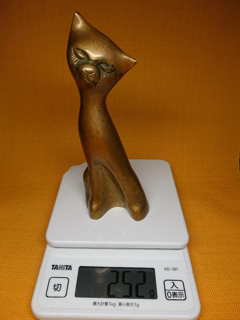 ビンテージ　猫　銅製　ブロンズ像　置物　インテリア　工芸品　美術品　A3264