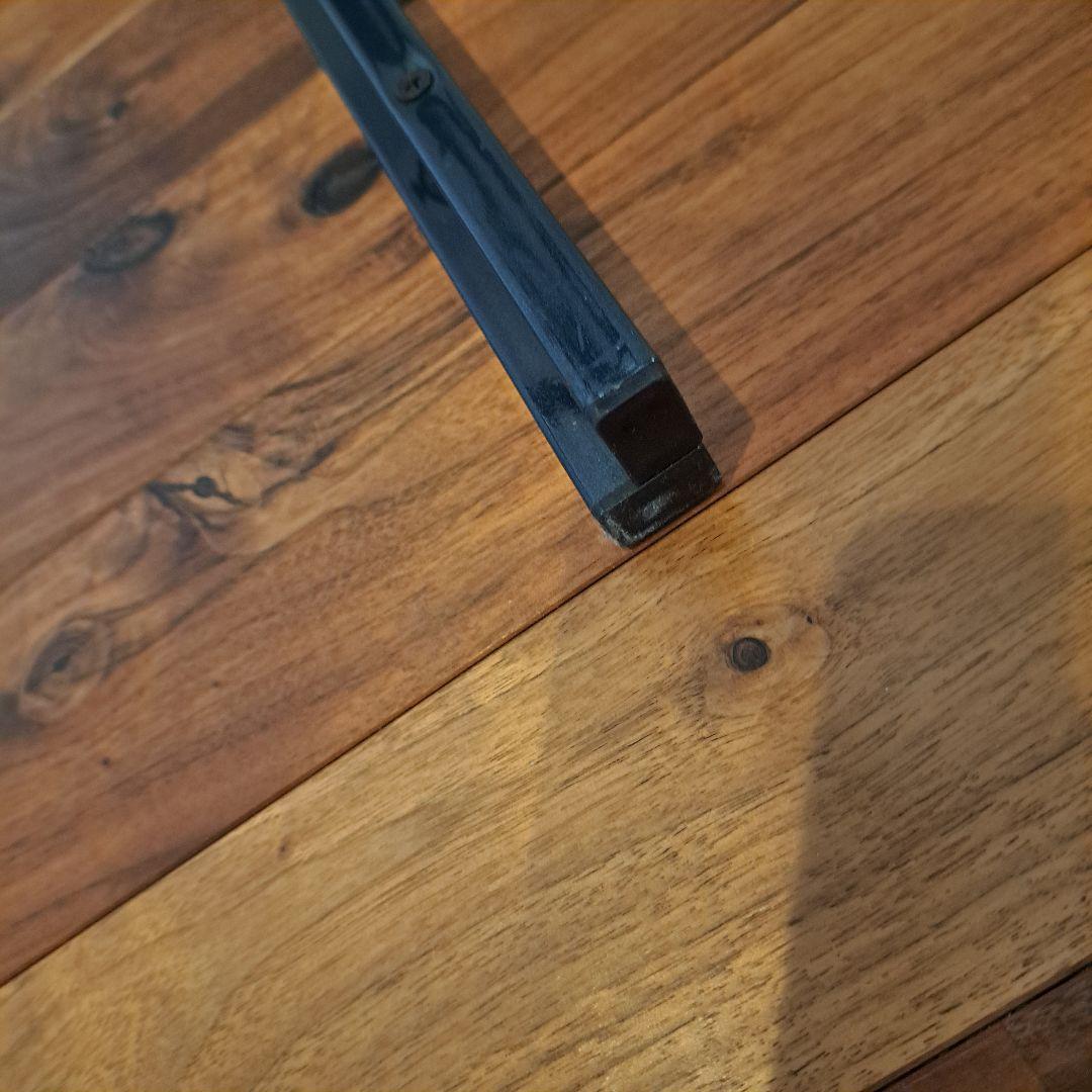 80年　アイアンフレーム ガラステーブル ストライプ柄 ミッドセンチュリー