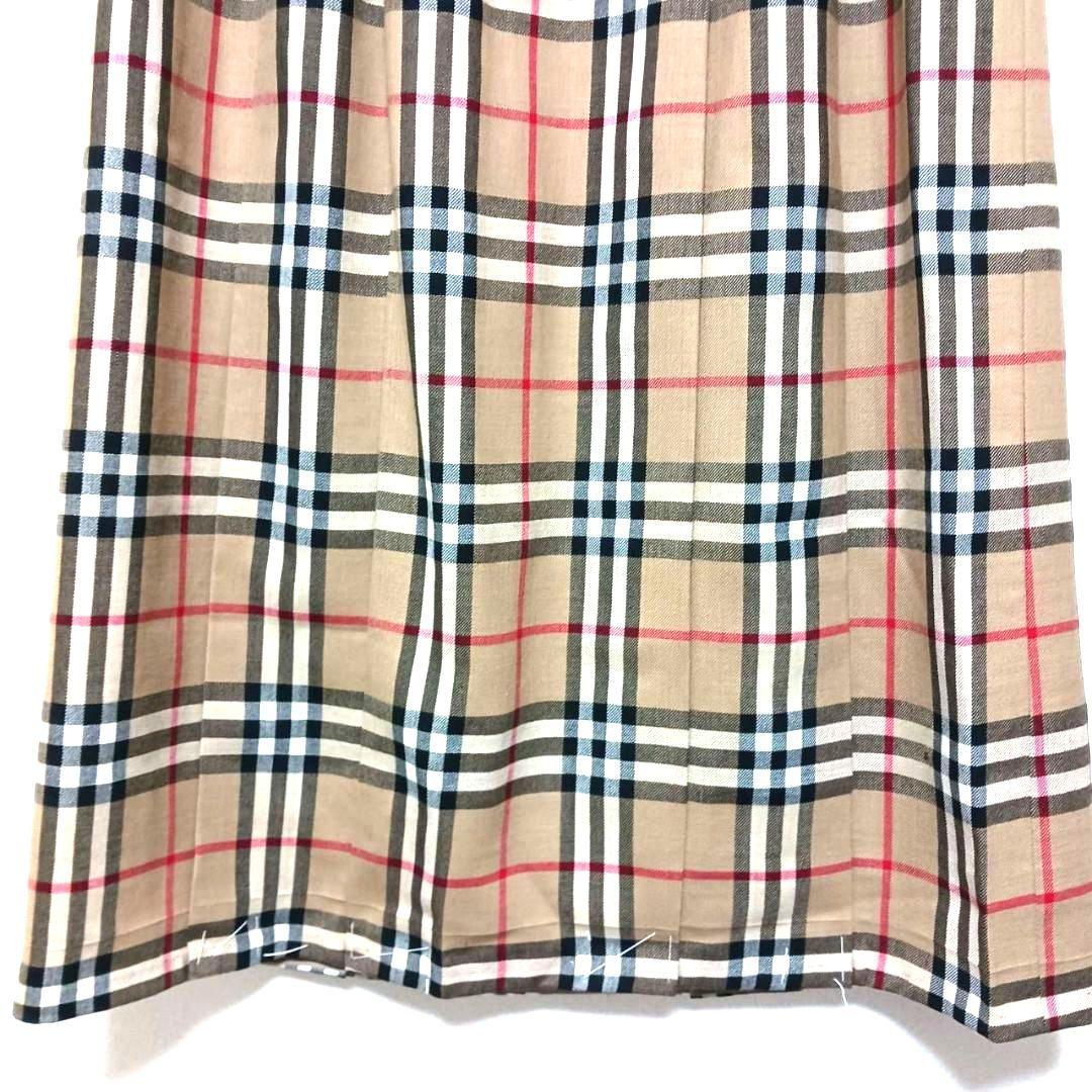 バーバリー ノバチェック スカート ベージュ ひざ下丈 プリーツ13BR難あり