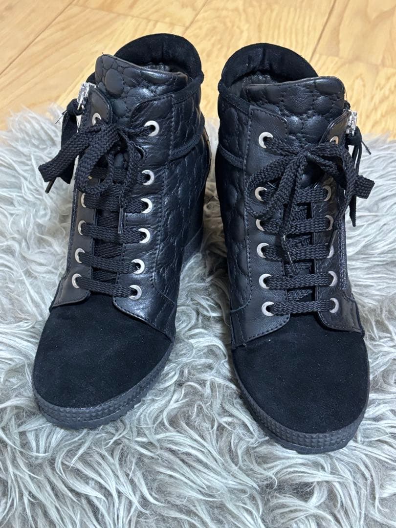 xxrainyxx ルコラインブラックハイカットブーツウェッジヒール