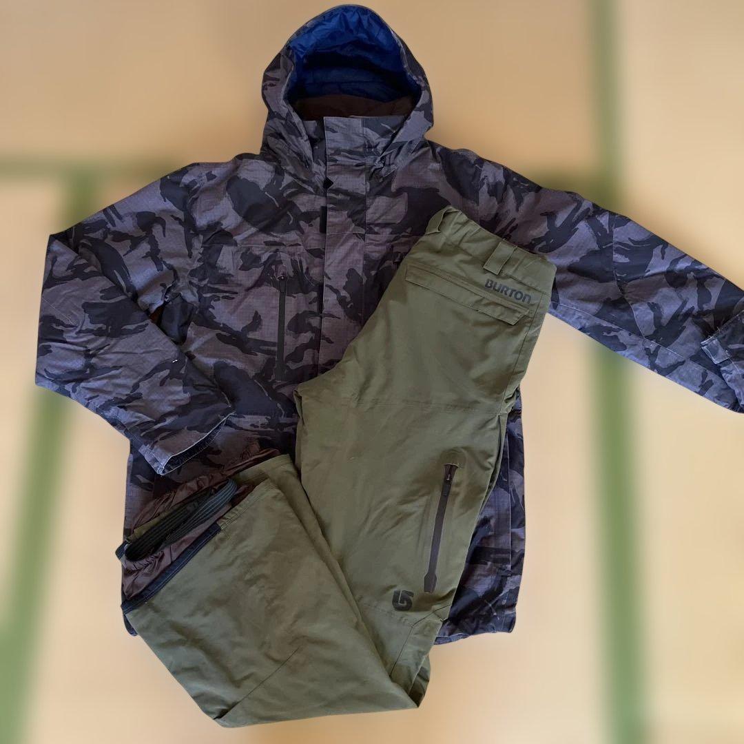 Burton 迷彩柄 スノーボードウェア Lサイズ上下セット