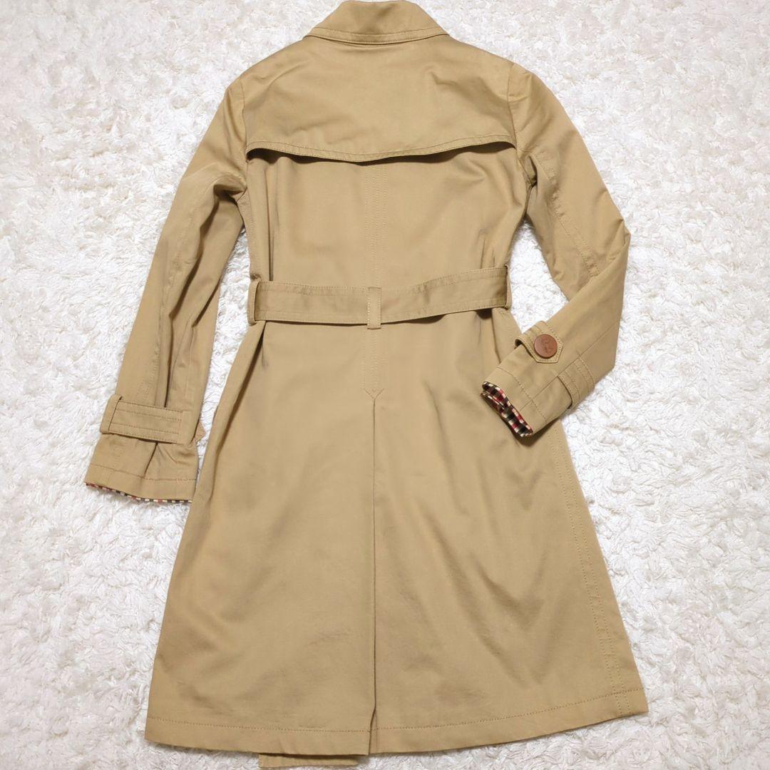 CELINE◆ホースボタン 裏地チェック トレンチコート ベージュ 34