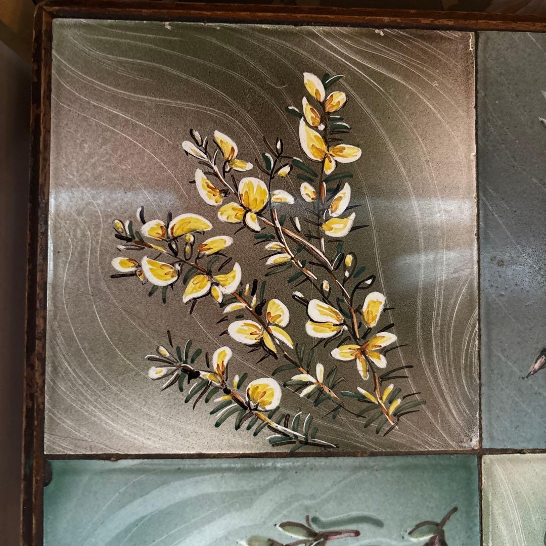 アンティーク　タイルトップ　ミニテーブル