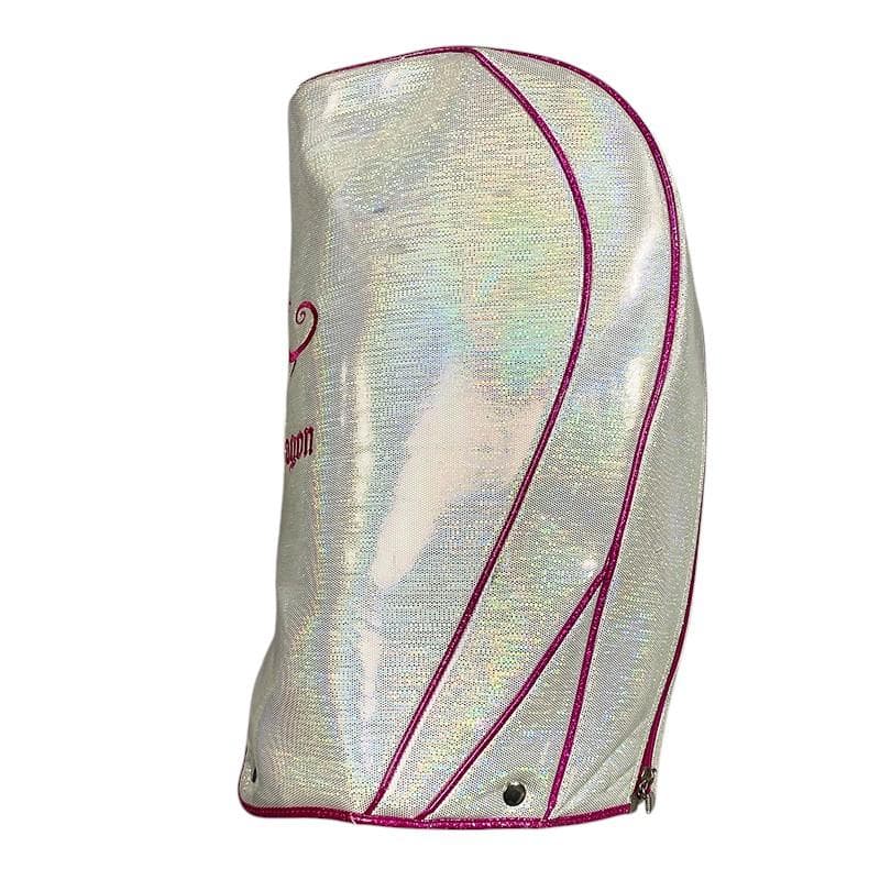 ダンスウィズドラゴン キャディバッグ ホワイト ピンク ラメ ゴルフ 刺繍