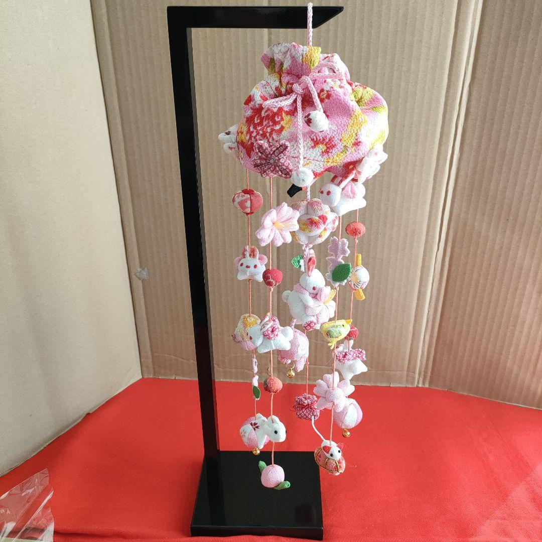 ひな祭り飾り カラフルな布製　　　(こつぶうさぎ　特小)スタンド付き