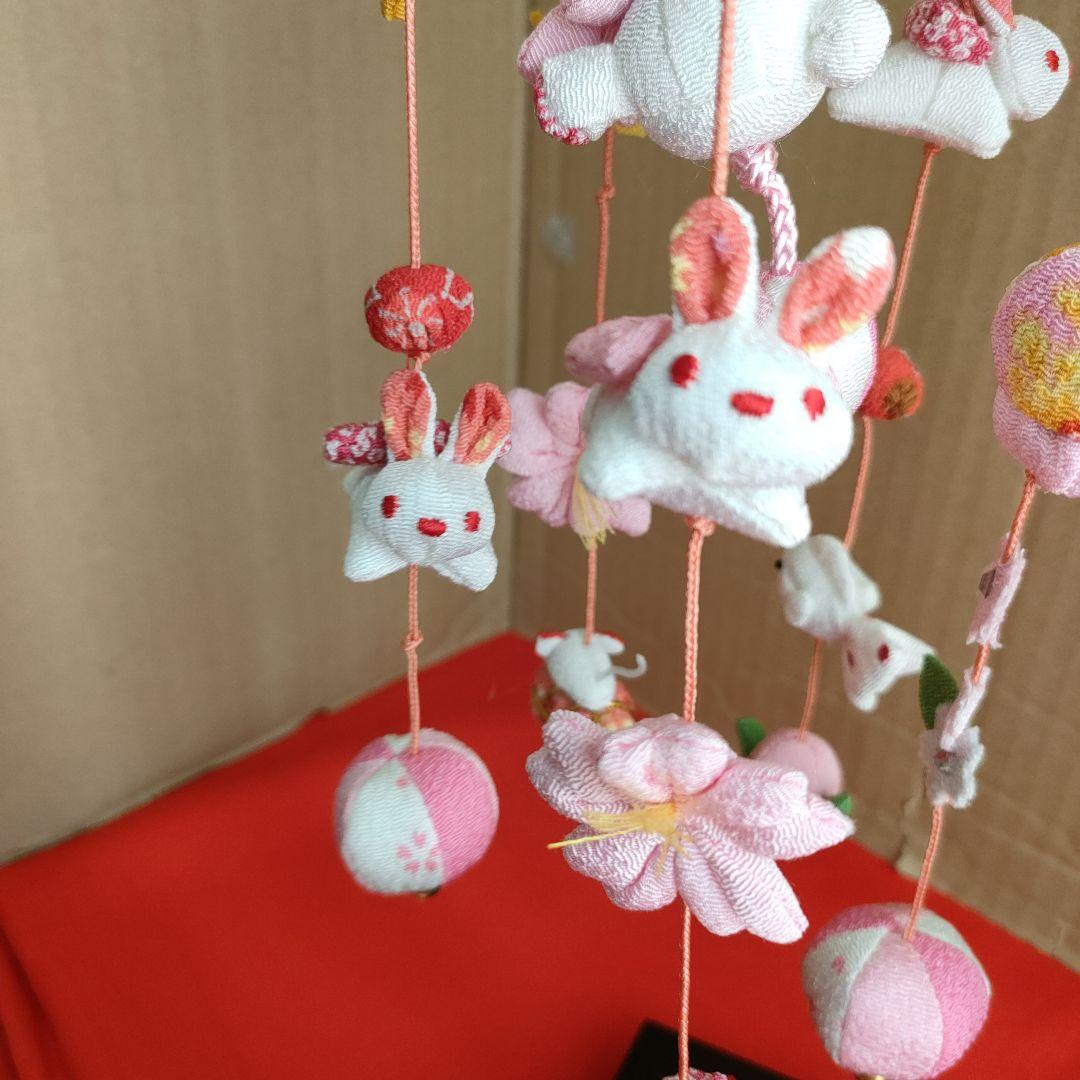 ひな祭り飾り カラフルな布製　　　(こつぶうさぎ　特小)スタンド付き
