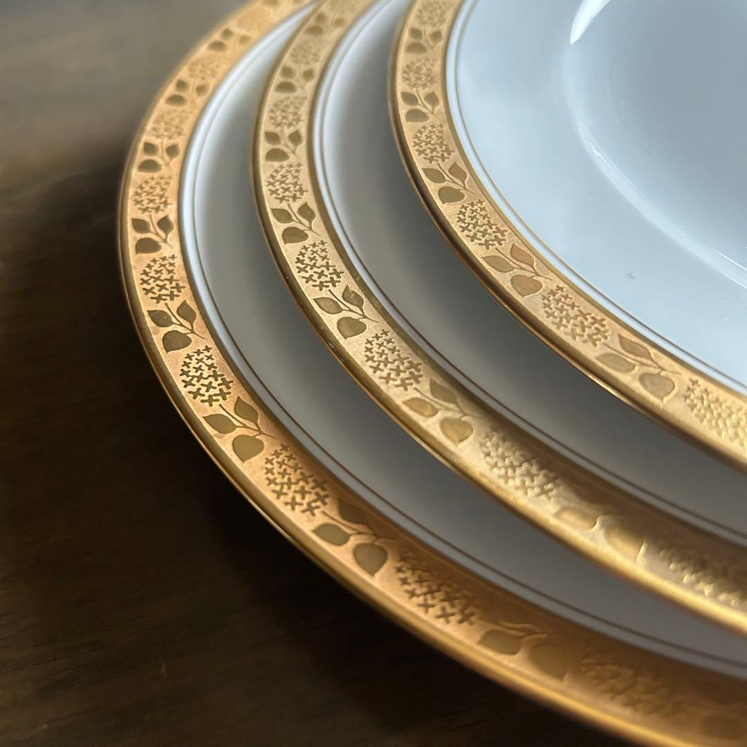大倉陶園 OKURA 皿 エンボス 陶器 洋食器 金彩 ビンテージ 高級