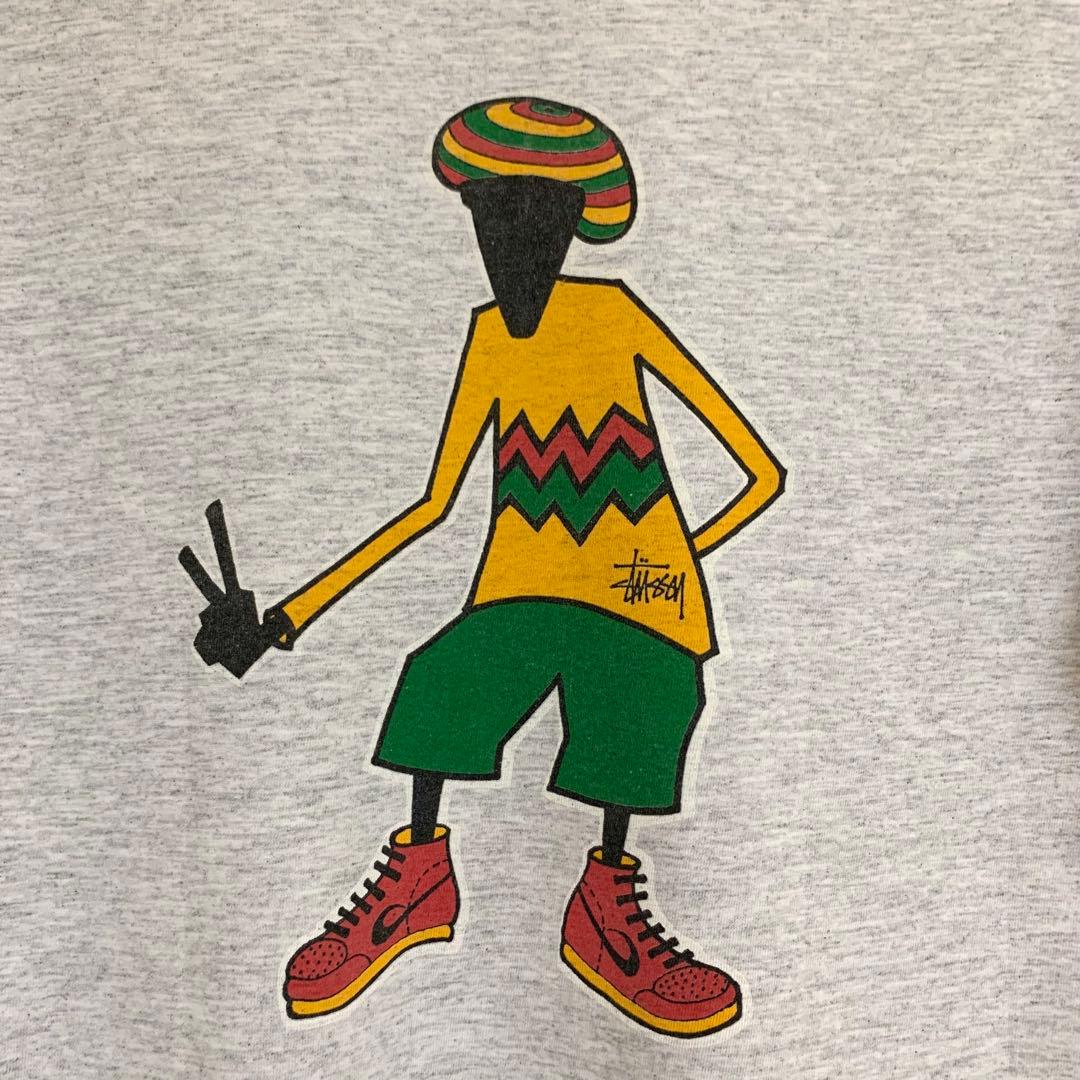 80s 後期 STUSSY 黒タグ USA製 ラスタ シャドーマン NIKE M