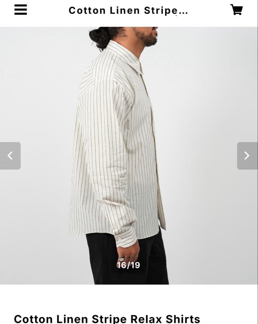 OVY Cotton Linen Stripe Relax Shirts 白　L