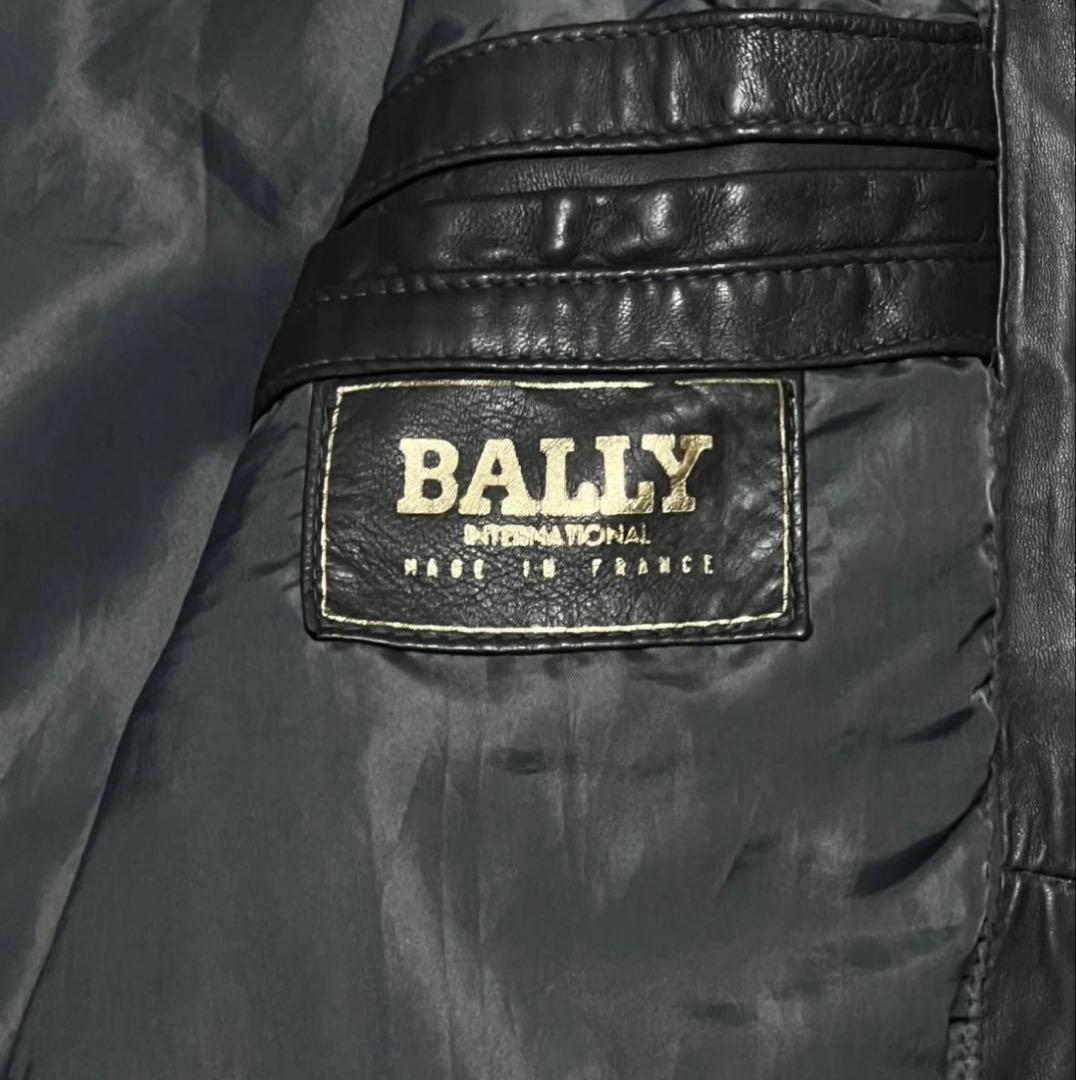 バリーBALLY ラム レザー ジャケット 本革 グレー フランス製 ライダース