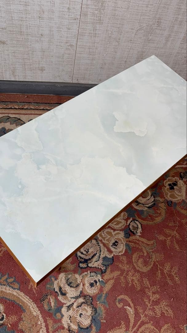 昭和レトロ ミッドセンチュリー 大理石柄 木製センターテーブル コーヒーテーブル