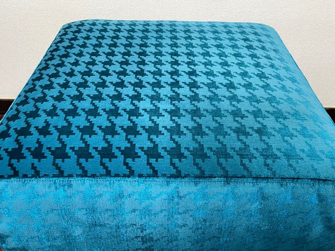 フランス CASAMANCE スツール ベルベット プフ オットマン 千鳥格子