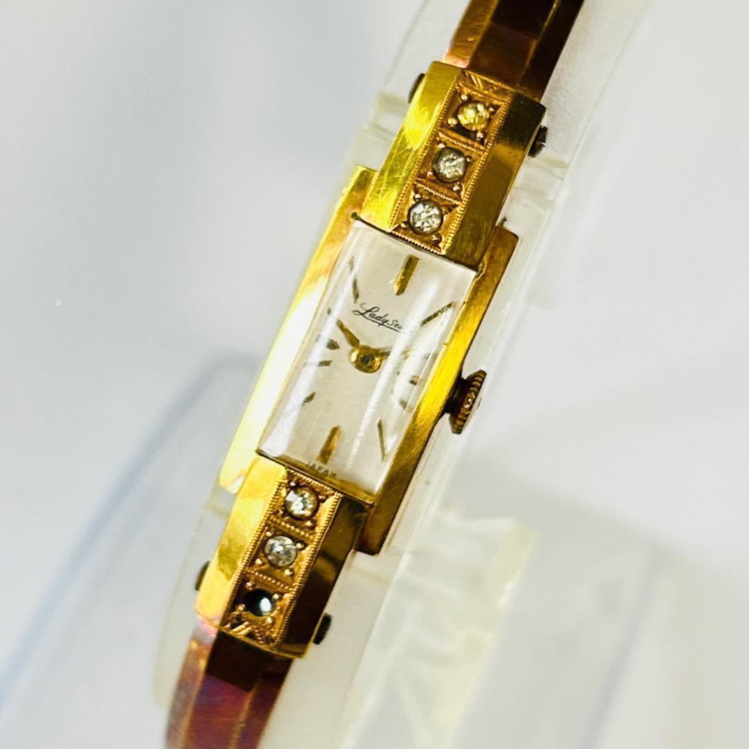 稼働 レディ セイコー SEIKO 手巻き 機械式 ゴールド 金 4012